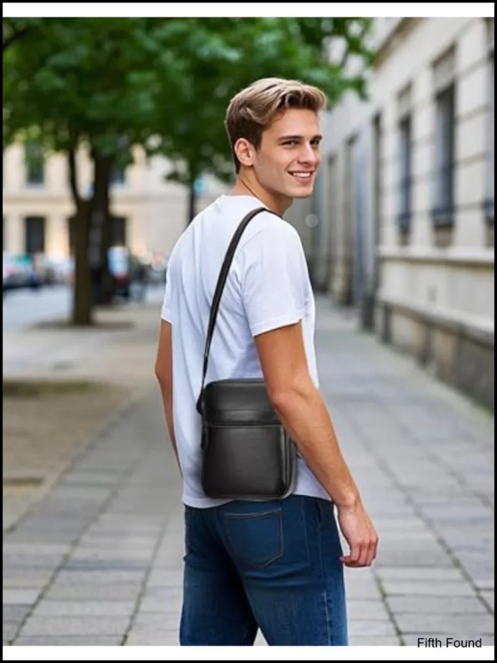 Genuine Leather Men's Crossbody Shoulder Bag Small Messenger Satchel